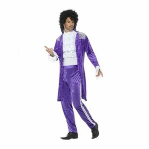 Purple velour prince costume with mock shirt and wig
